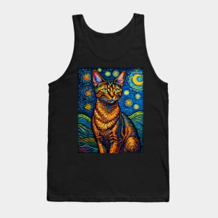 The Abyssinian Cat in starry night Tank Top